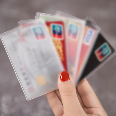 #ad 10PCS PVC Clear Card Cover To Protect Credit Cards Waterproof Card Holder xi $7.09