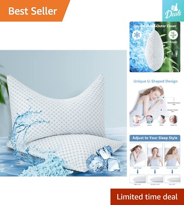 #ad Cooling Side Sleeper Pillow for Neck and Shoulder Pain Queen Size Set of 2 $47.49