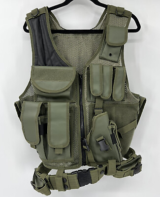 #ad UTG Tactical Vest And Belt Law Enforcement Hunting Paintball Air Soft Army Green $38.00