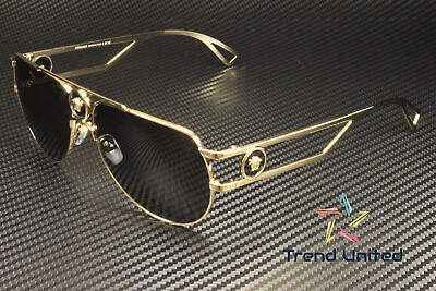 #ad VERSACE VE2225 100287 Gold Grey 60 mm Men#x27;s Sunglasses $144.95
