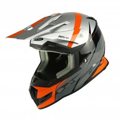 #ad Nitro MX700 Recoil MX Off Road Motocross Motorbike Helmet Black Orange Silver GBP 74.99