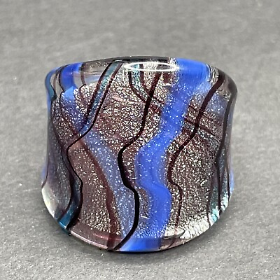 #ad Vintage Murano Glass Italy Funky Colorful Solid Glass Ring Womens Size 8.5 $9.09