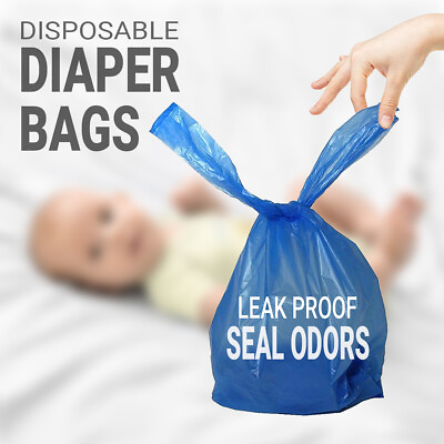 #ad Baby Plastic Diaper Bags w Handles 200 Count With Fresh Baby Powder Scent $11.99