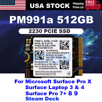 512GB PM991a M.2 2230 SSD NVMe PCIe For Microsoft Surface Laptop 3 4 Pro X 7 8 $45.97