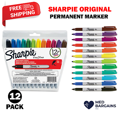 #ad SHARPIE 30072 Permanent Markers Fine Point Classic Colors 12 Count $6.99