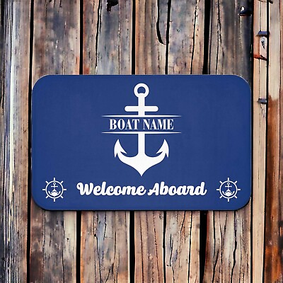 #ad Custom Welcome Aboard Boat Nautical Mat for Boat Owners Yacht Decoration Gift $33.89