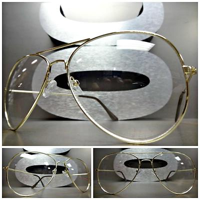 #ad Men or Women CLASSIC VINTAGE RETRO Style Clear Lens EYE GLASSES Gold Metal Frame $13.99