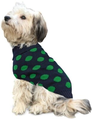 #ad LM Fashion Pet Contrast Dot Dog Sweater Green $19.98