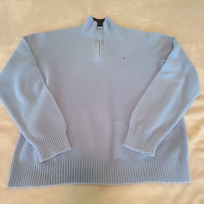 #ad Tommy Hilfiger Mens Adult Extra Large Blue Quarter Zip Sweater Casual $27.00
