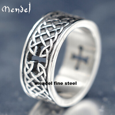 #ad MENDEL Stainless Steel Mens Womens Irish Celtic Knot Cross Band Ring Size 7 15 $12.99