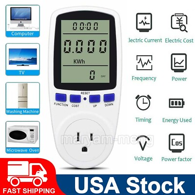 #ad US LCD Power Meter Consumption Energy Analyzer Watt Amps Electricity Monitors $11.71
