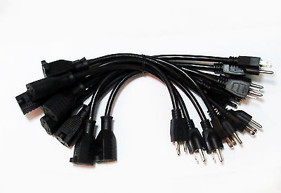 Skallo 10 Pack 1 Foot Upgraded Power Extension Cable Cord Strip Outlet Saver $24.99