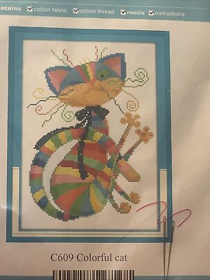 #ad Joy Sunday C609 Colorful Cat 11 Count 32x42 Cm￼ $12.00