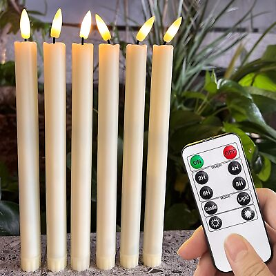 #ad 6xLed Battery Operated Flickering Flameless Taper Candles Light with Remote $21.99