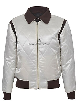 #ad Mens DRIVE Leather Satin Jacket Beige Gold SCORPION EMBRIODED FULL QUILTED 4011 GBP 59.88