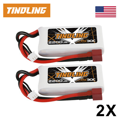#ad 2x 2200mAh 30C 7.4V Lipo Battery 2S Deans Plug RC Car Airplane Helicopter Boat $21.24