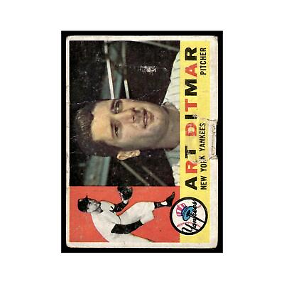 #ad 1960 Topps Baseball Card Damaged Art Ditmar Yankees #430 $3.80