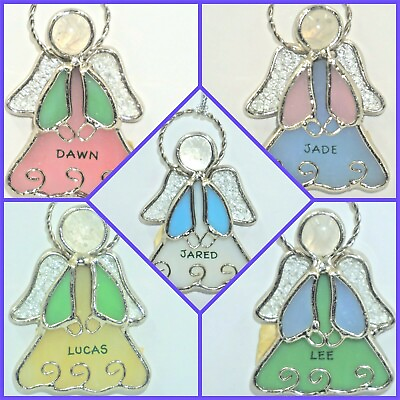 #ad Ganz Stained Glass Angel Ornament Suncatcher Personalized Choose Name Xmas NWT $8.00