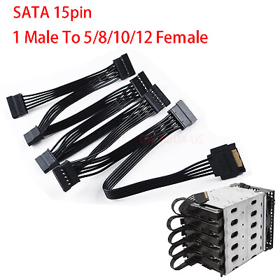 #ad SATA Power 15 Pin 1 Male To 5 8 10 Female Splitter Hard Drive Cable for HDD SSD $7.16