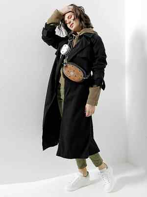 #ad BOYISH Womens Maxwell Trench Coat Black Beauty Size Small $150.00