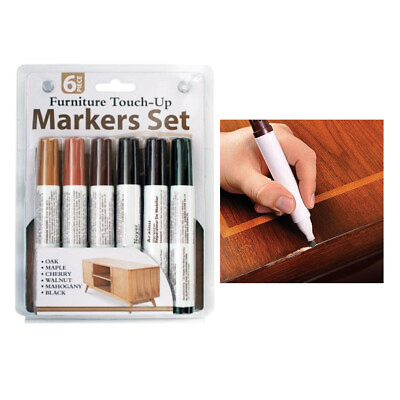 #ad 6 Pc Furniture Touch Up Marker Pen Wood Wax Scratch Repair Filler Remover Fix $14.99