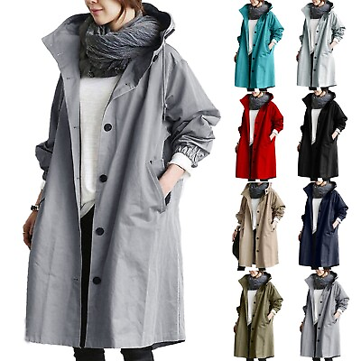 #ad Loose Hooded Coat Outwear Womens Elegant Windbreaker Wild Winter Mid Long Coat $27.99