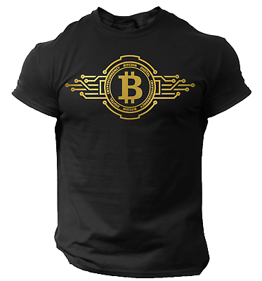 #ad Bitcoin T Shirt Crypto Currency Traders Gold Coin Black Shirt $13.90