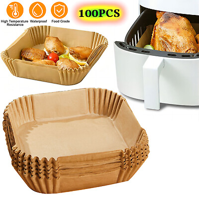 #ad 100Pcs Air Fryer Disposable Paper Baskets Liners Safe Oven Baking Tray Microwave $10.98