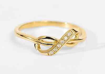 #ad 14K Yellow Gold Over Natural Moissanite Women#x27;s Infinity Knot Ring Thanksgiving $97.99