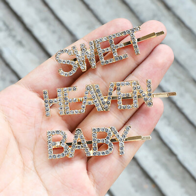 #ad 10pcs Hair Accessories Clips Rhinestone Letter Pins Barrettes Christmas gifts $37.64