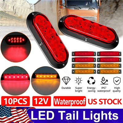 #ad Upgrade Rear LED Submersible Truck Boat Trailer Marker Tail Light Kit Waterproof $22.90