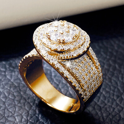 #ad Luxury Women 925 Silver FilledGold Wedding Rings Cubic Zirconia Jewelry Sz 6 10 C $4.53