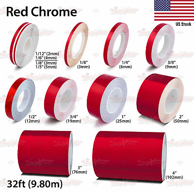 #ad RED CHROME Roll Vinyl Pinstriping Pin Stripe Car Motorcycle Tape Decal Stickers $26.95