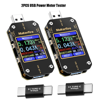 2PCS USB Meter Tester LCD Display Current Multimeter Voltmeter Ammeter Detector $35.14
