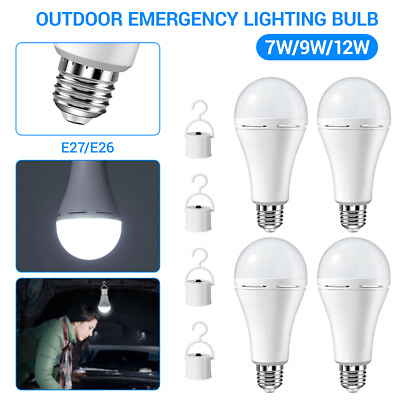 #ad E27 Emergency Bulbs Rechargeable LED Light with Battery Backup Smart Lamp W Hook $8.27