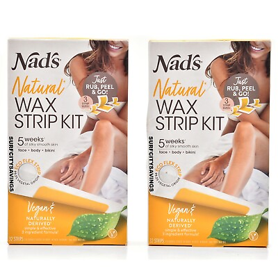 #ad 2 pack NAD#x27;S Natural Wax Strip Kit Vegan amp; Naturally Derived 32 count per box $14.95