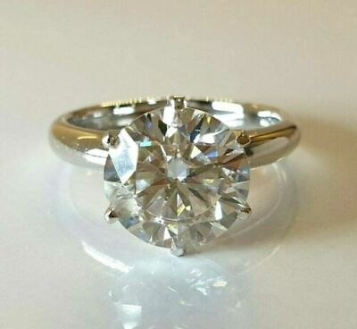 #ad RARE 6.10 Ct Delicate Off White Solitaire Diamond Ring in White Finish Certified $595.45