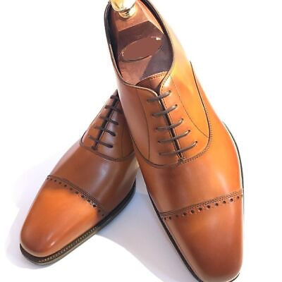 #ad New Handmade Tan Genuine Leather Oxfords Formal Lace Up Dress Shoes For Men. $169.99