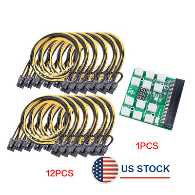US 12x 6 Pin to 8 62 Pin PCIE Splitter Power Cables amp; GPU Power Breakout Board $26.59