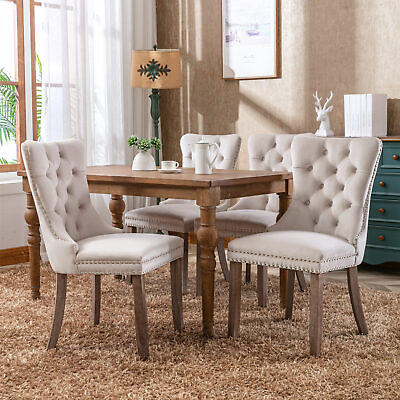 #ad 2 4 6 8pc Modern Dining Chair Velvet Kitchen Upholstered Living Room w Wood Leg $293.87