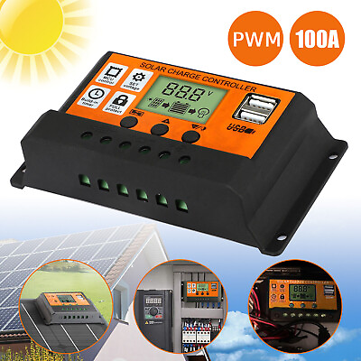#ad 100A 12 24V MPPT Solar Panel Kit Regulator Charge Controller Auto Focus Tracking $11.98