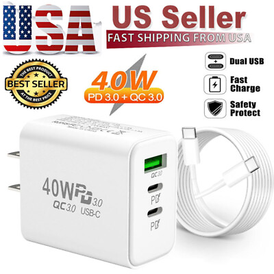 #ad #ad Dual PD 40W Fast Wall Charger Power Adapter For iPhone 15 Pro Max 14 Plus 13 12 $9.99