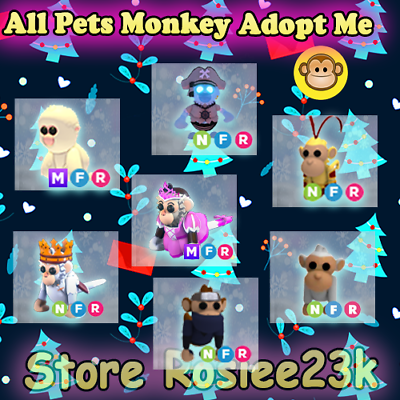 #ad NFR Pirate Ghost Monkey NFR Albino🎄All PETs Monkey 2024 Adopt from Me CHEAP $2.75