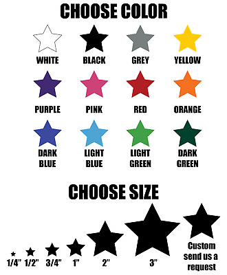 #ad Star stickers Permanent outdoor glossy vinyl decals Pick your size and color $2.99