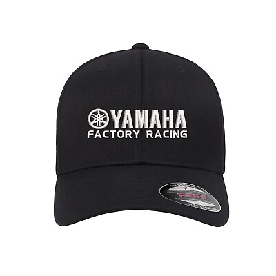 #ad YAMAHA Factory Racing Logo Embroidered Flexfit Hat Flat and Curved $23.99