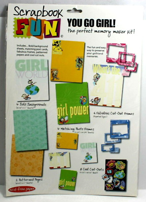 #ad Girl Power Theme Scrapbook Fun Page Kit Acid Free Memory Maker Bright Colors $3.89