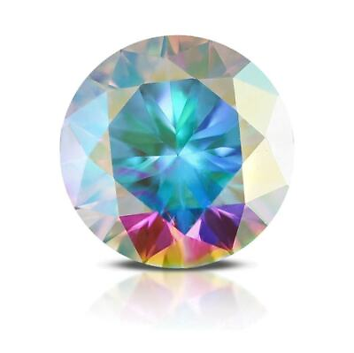 #ad Moissanite round brilliant cut certified vvs1 clarity rainbow colors 5 9mm $8.99