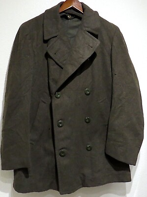 #ad vtg WWII 1942 Green Wool Naval Cadet Coat sz 36 US Navy 40s Contract NXs 13104 $250.00