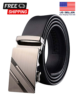 #ad Mens Leather Ratchet Belt For Men Adjustable Automatic Buckle Belts $9.99