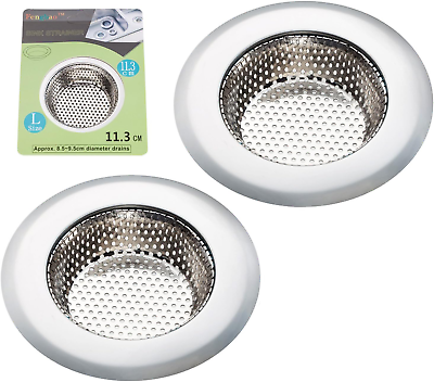 #ad 2PCS Kitchen Sink Strainer Stainless Steel Large Wide Rim 4.5quot; Diameter FAST S $13.99